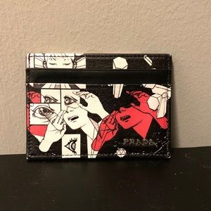 Prada leather cartoon 4 slot card holder